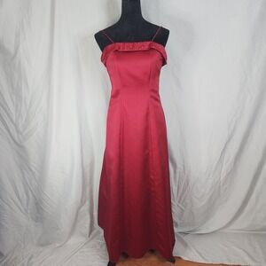 Vintage MORILEE Size 3/4 Red Satin Beaded Princess Seam Maxi Dress Ball Gown